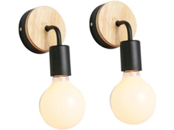 Luminária De Parede De Madeira Preta Com Led E27 (lâmpada Não Incluída), Ajustável, Ideal Para Corredores, Salas De Estar, Bares E Hotéis.