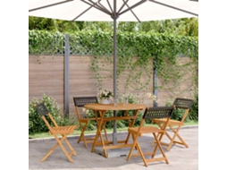 Vidaxl 5 Pcs Conjunto De Jantar P/ Jardim Vime Pe/madeira Maciça Preto