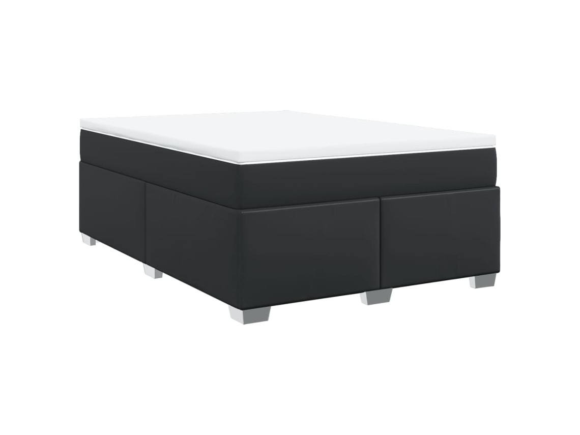 Cama com Molas Couro Artificial Preto MAISON EXCLUSIVE 140x200 cm