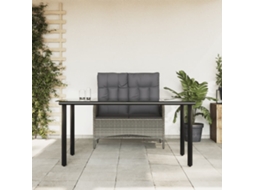 Vidaxl 2 Pcs Conjunto De Jantar P/ Jardim C/ Almofadões Vime Pe Cinza