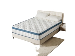 Colchão, Molas Pocket, Suporte Ergonômico, Branco E Azul, 140x200x22cm, Branco