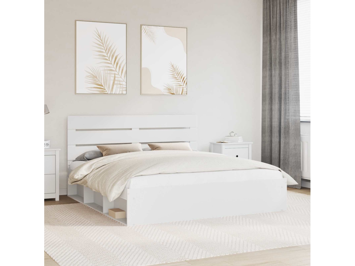 Vidaxl Estrutura da Cama com Cabeceira Branco 180 X 200 Cm