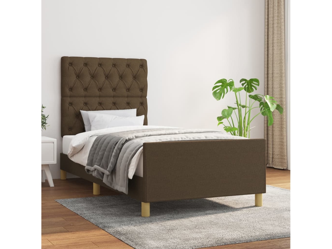 Vidaxl Estrutura De Cama Sem Colchão 80x200 Cm Tecido Castanho-escuro