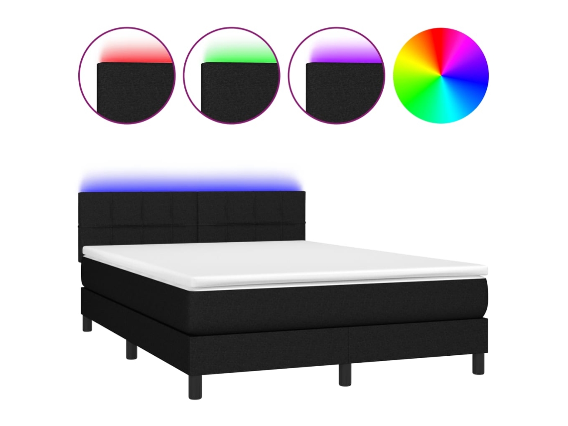 Box Spring Bed, Box Spring Beds Vidaxl Preto Tecido (140 X 190 Cm)