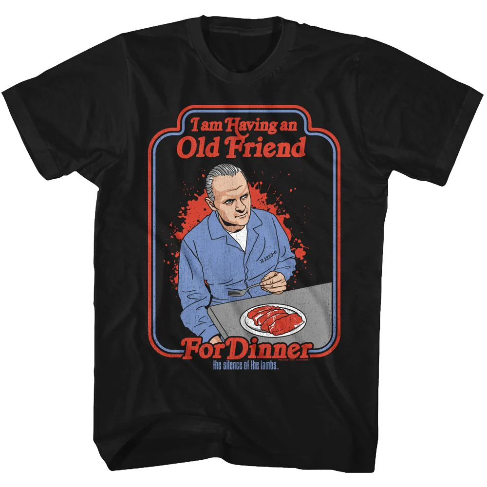 Unisex Adult T-shirt Rockinstone Silence Of The Lambs Movie Friend For Dinner Black Sizem