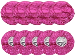Pacote Com 10 Toucas De Cabelo Rosa De Alumínio, Impermeáveis E Reutilizáveis.
