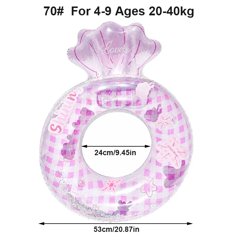 (70-rosa) 1 Boia Inflável Em Formato De Concha Para Piscina, Elegante Boia De Natação Em Malha Com Lantejoulas