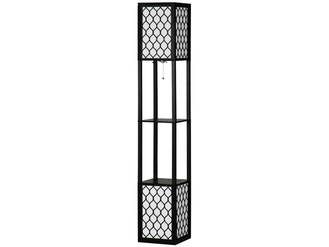 Candeeiro de Pé Mdf, Pp, Tecido de Tc Cor Preto 26x26x156cm Homcom