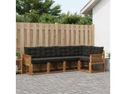 Vidaxl Conjunto De Sofás Para Exterior 5 Pcs Natural E Preto