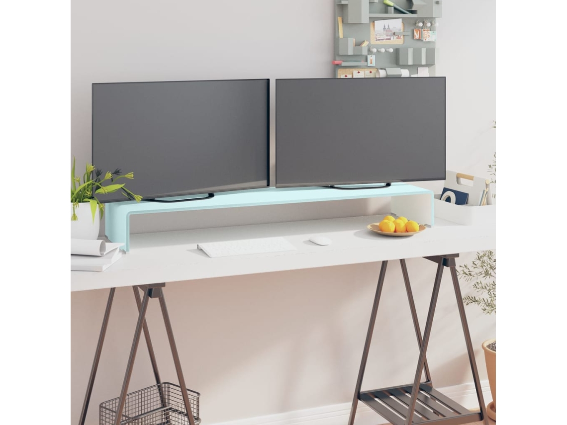 Vidaxl Suporte De Tv/monitores Em Vidro 110x30x13 Cm Verde