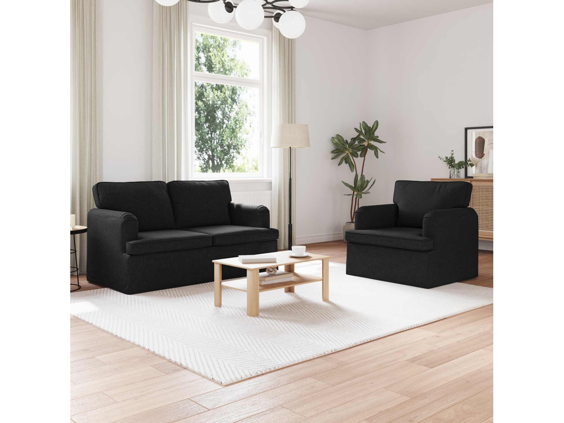 Vidaxl Conjunto De Sofás 2 Unid. Preto Tecido