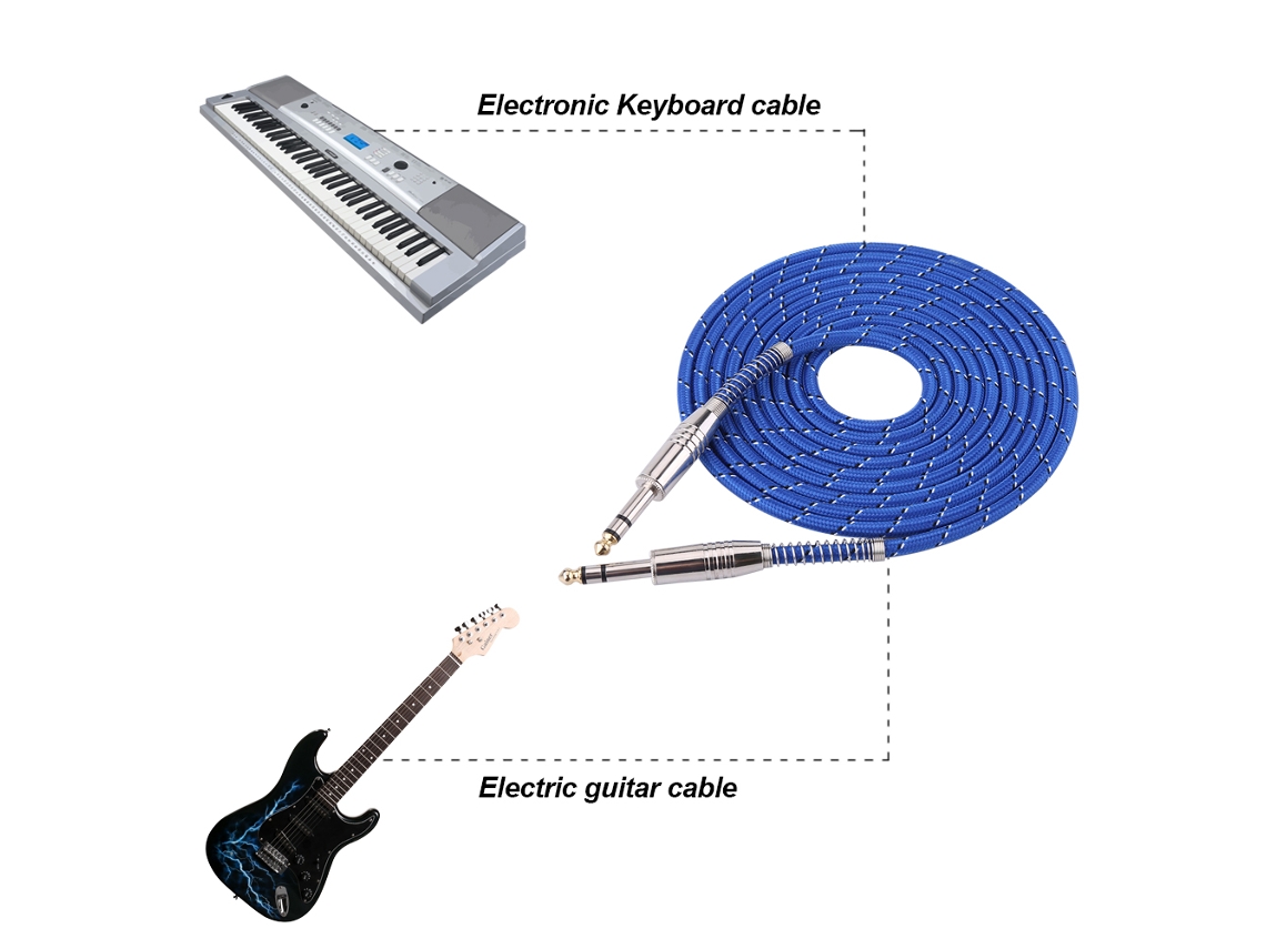 Cabo De Áudio Estéreo Para Guitarra E Mixer