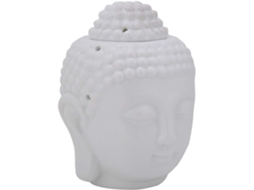 Queimador De Óleo Essencial, Difusor De Incenso Em Cerâmica Branca Com Cabeça De Buda, 14 X 10 Cm, S Gokoco