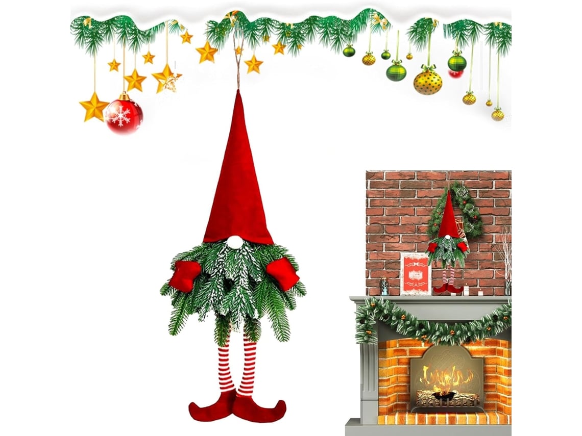 Decorações De Porta Iluminadas, Guirlanda Rústica De Natal | Enfeite De Gnomo