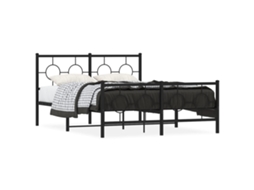 Estrutura De Cama Com Cabeceira E Pés Vidaxl Metal Preto (135x190 Cm)