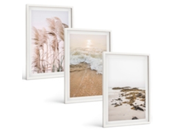 Conjunto De Pinturas Grama Da Praia, Ondas, Pedras Boho Espelharte (3 Peças 40x60 Cm)