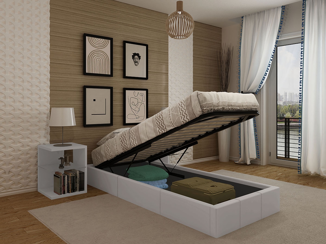 Sommier Home com Estrado Elevatório (Branco)(200x90 cm)