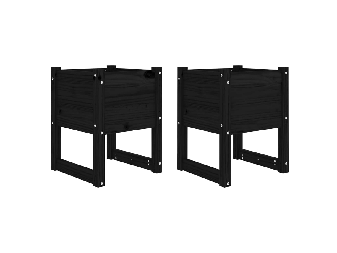Planter, Planters Vidaxl Preto Madeira De Pinho (40 X 40 X 52.5 Cm)