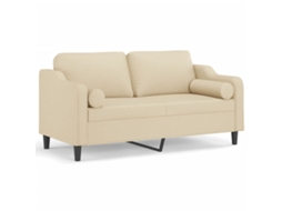 Maison Exclusive - Sofá 2 Lugares + Almofadas Decorativas 140 Cm Tecido Cor Creme