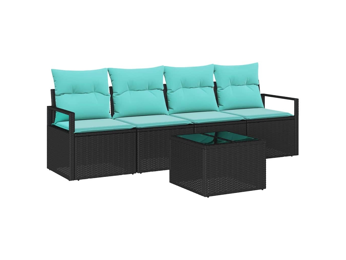 Maison Exclusive - Conjunto De Sofás 5 Pcs Preto E Turquesa Vime Pe