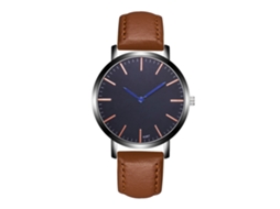 Relógio de pulso masculino Zhoulianfa, analógico, de quartzo, com pulseira de PU marrom.