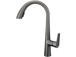 Torneira De Cozinha Extensível De 60 Cm Na Cor Cinza-chumbo Com Água Quente E Fria E Pia Giratória.