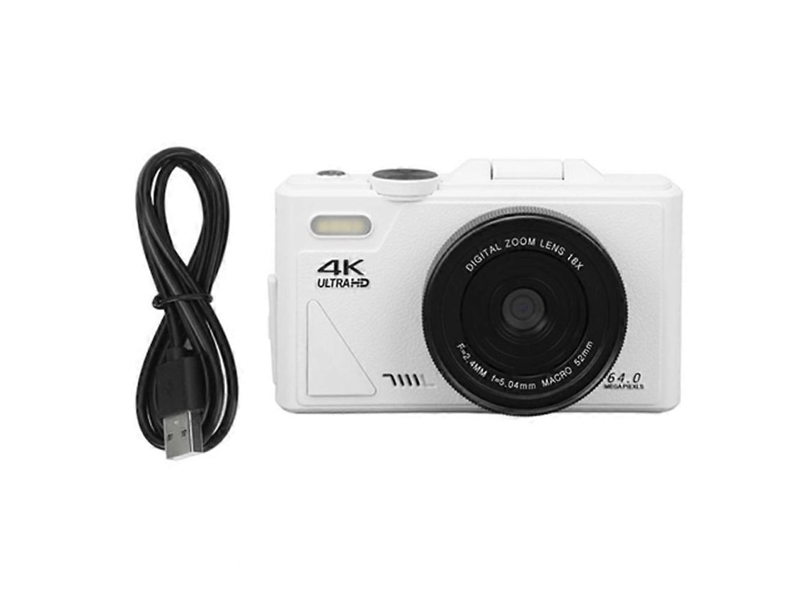 Câmara Digital Retrô 64mp Com Estabilização, Função Pausa De Vídeo E Ecrã Ips De 3 Polegadas