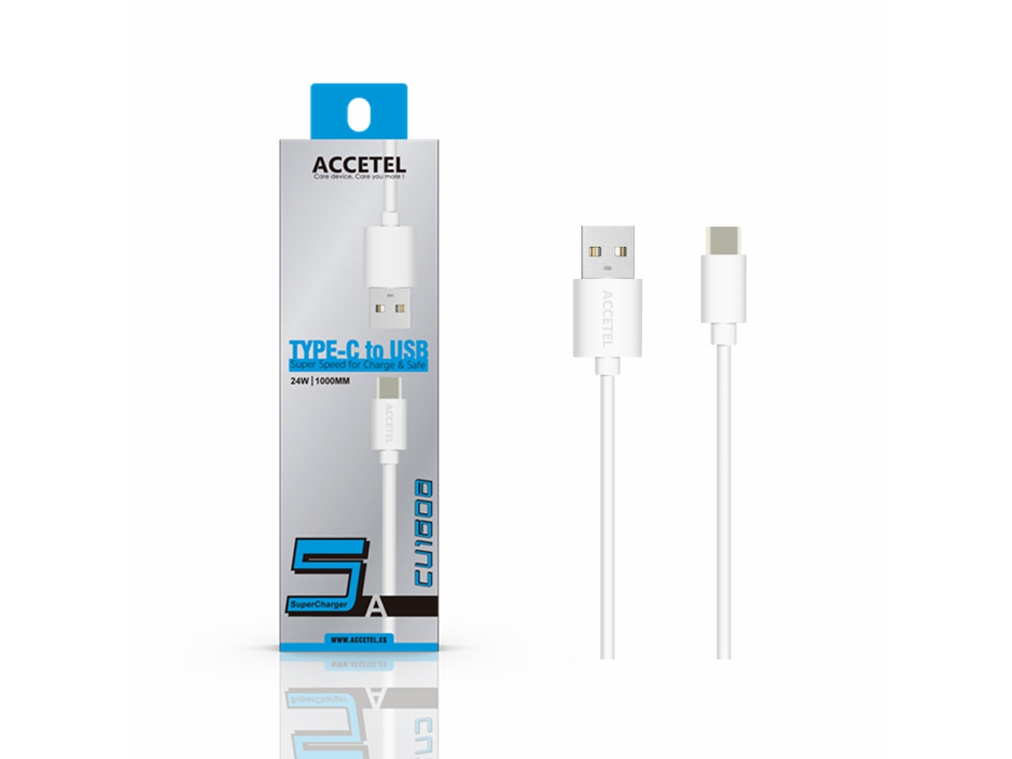 Cabo Type-C CU-1608 para TCL 408 Rápida Velocidade de Carregamento. 1m. 5A. 24W Branco