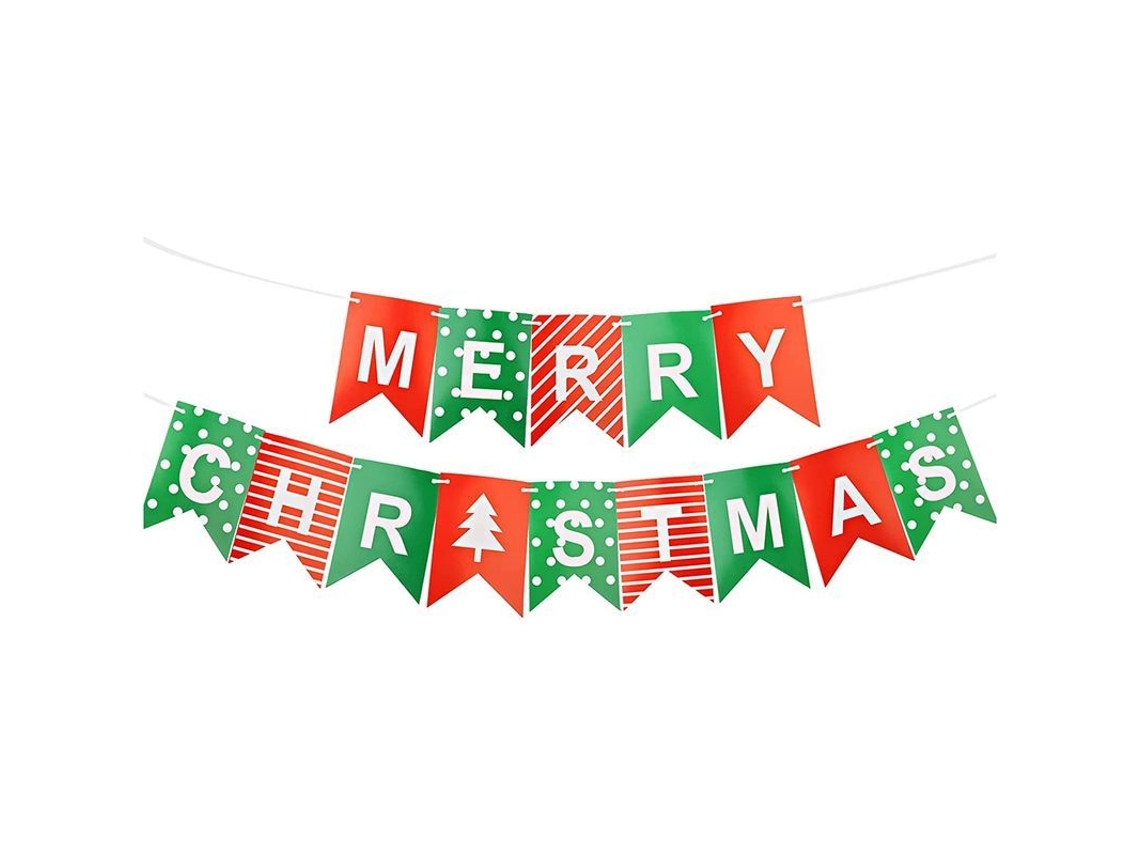 lira de Bandeira de Natal Feliz Decoração Festa 16,5x11,4cm com Design Único