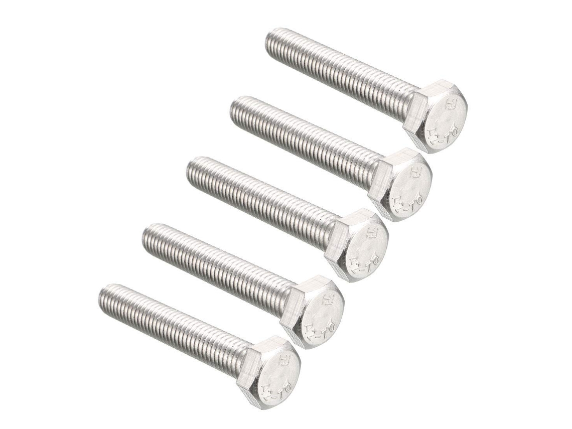 Parafusos Sextavados M8 De 50 Mm Em Aço Inoxidável 304, Pacote Com 5