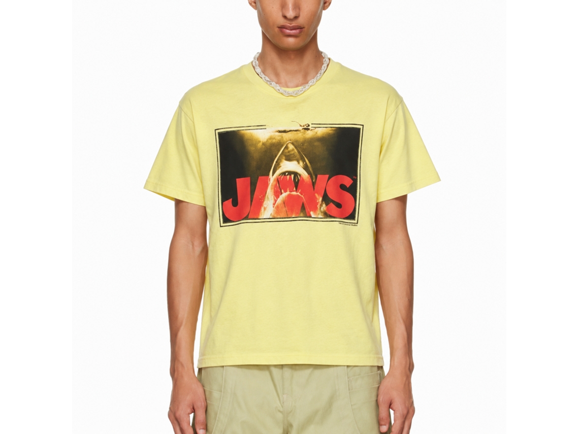 Rockinstone Jaws Movie Swim Lines Heather Yellow Adult T-shirt Size:xxxl