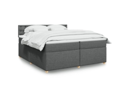 Vidaxl Cama Com Molas/colchão 200x200 Cm Tecido Cinzento-escuro