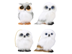 Pingente de Coruja de Pelúcia Decorativo Branco para Chaveiro Mochila Natal 5x7x8cm 4pcs S/MARCA