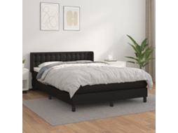 Vidaxl Cama Com Molas/colchão 140x190 Cm Couro Artificial Preto