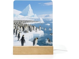Luminária noturna de LED com pinguins em movimento, luminária de acrílico com base para banheiro, corredor, quarto E