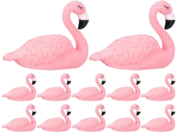 Kichouse Pacote com 12 Miniaturas de Flamingos Miniaturas de Animais Estátuas de Flamingos em Miniatura para Casa CHABERLU