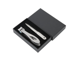 2pcs Conjunto De Alicate De Unha Em Aço Inoxidável Com Lixa Para Manicure E Pedicure Prata