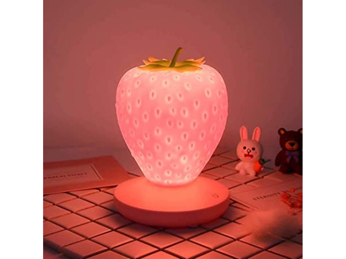 Luminária Noturna de Morango Rosa 0.5W com Energia