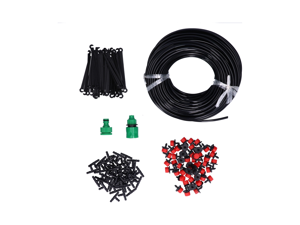 Kit Irrigação Jardim 50m Mangueira 4/7 Bico Gotejamento