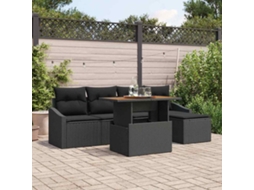 Vidaxl Conjunto De Sofá De Jardim 6 Unid. Preto Rattan Sintético