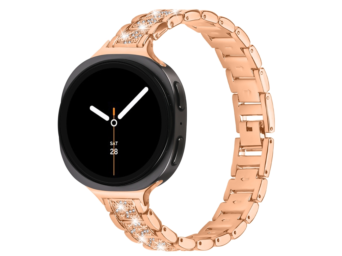 Pulseira Metálica Para Galaxy Watch 9 40mm 44mm Aço Inoxidável, Leve Rosa Ouro Hexinyigjly