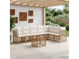 Vidaxl Conjunto De Sofás Para Exterior 8 Unid. Natural E Branco Creme