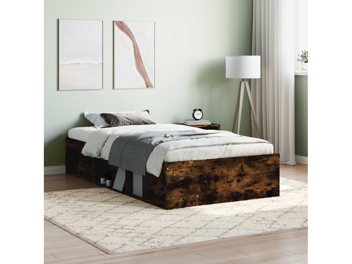 Vidaxl Estrutura De Cama 100x200 Cm Carvalho Fumado