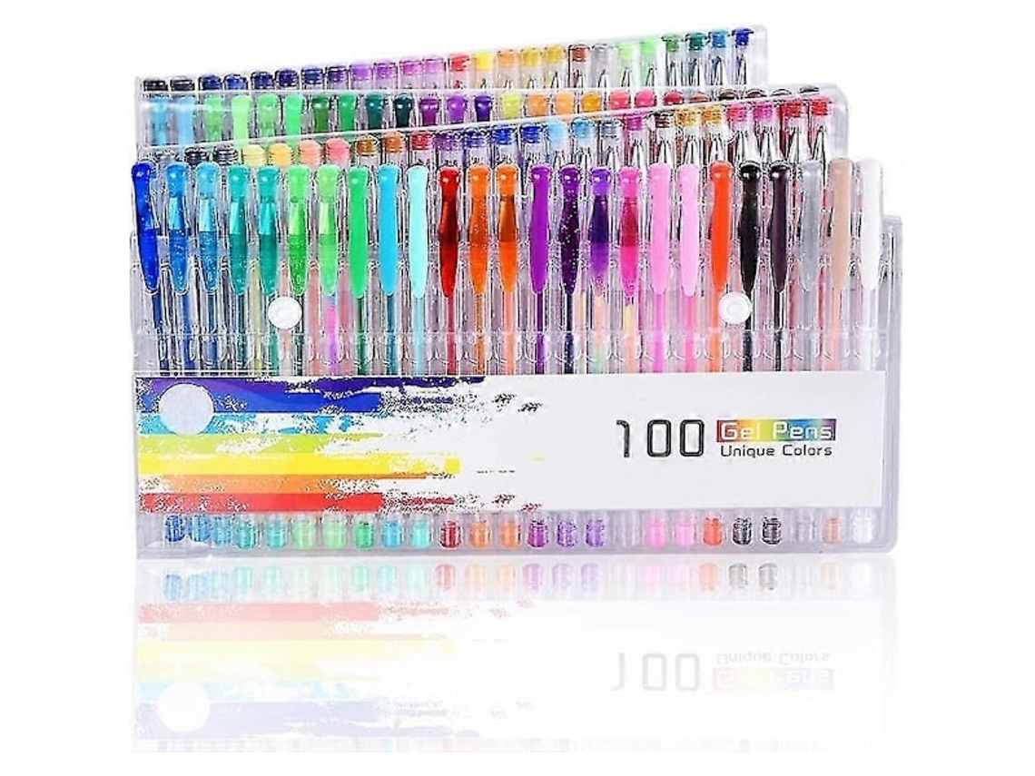 Conjunto de 100 Canetas de Gel com Glitter, Multicoloridas, Perfeitas para Livros de Colorir para Adultos, Desenho e AQUAFORGE