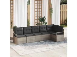 Vidaxl Conjunto De Sofá De Jardim 6 Unid. Cinzeto Vime Pe