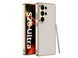 Capa Magnética Hexinyigjly Para Para Samsung S26 Ultra, Pele Pu, Suporte Para Carregamento Sem Fios, Antichoque Cinza