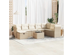 Pcs Conjunto De Sofás P/ Jardim Com Almofadões Vime Pe Bege Dkd Home Decor