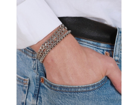 Conjunto de Pulseiras RIBASTORE Pack.6 (Aço - Prateado - 22cm)