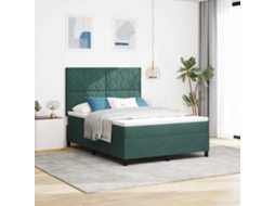 Vidaxl Cama Box Com Cabeceira Verde Escuro 140 X 190 Cm Veludo