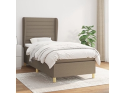 Cama Com Molas/colchão 100x200 Cm Tecido Cinza-acastanhado